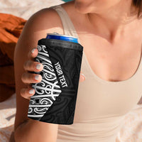New Zealand Silver Fern Rugby Custom 4 in 1 Can Cooler Tumbler Maori Koru Go Black Fern - Polynesian Pride