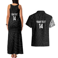 New Zealand Silver Fern Rugby Custom Couples Matching Tank Maxi Dress and Hawaiian Shirt Maori Koru Go Black Fern LT14 - Polynesian Pride