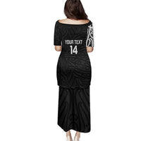 New Zealand Silver Fern Rugby Custom Family Matching Puletasi and Hawaiian Shirt Maori Koru Go Black Fern LT14 - Polynesian Pride
