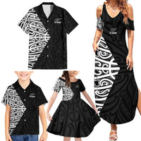 New Zealand Silver Fern Rugby Custom Family Matching Summer Maxi Dress and Hawaiian Shirt Maori Koru Go Black Fern LT14 - Polynesian Pride