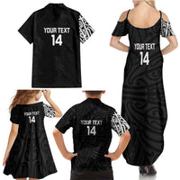 New Zealand Silver Fern Rugby Custom Family Matching Summer Maxi Dress and Hawaiian Shirt Maori Koru Go Black Fern LT14 - Polynesian Pride