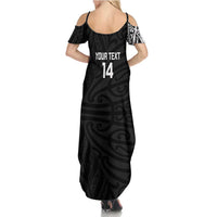 New Zealand Silver Fern Rugby Custom Family Matching Summer Maxi Dress and Hawaiian Shirt Maori Koru Go Black Fern LT14 - Polynesian Pride