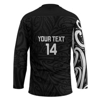 New Zealand Silver Fern Rugby Custom Hockey Jersey Maori Koru Go Black Fern LT14 - Polynesian Pride