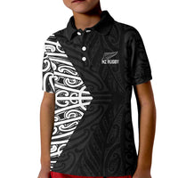 New Zealand Silver Fern Rugby Custom Kid Polo Shirt Maori Koru Go Black Fern - Polynesian Pride