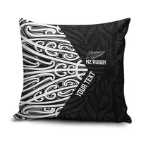 New Zealand Silver Fern Rugby Custom Pillow Cover Maori Koru Go Black Fern - Polynesian Pride