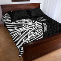 New Zealand Silver Fern Rugby Custom Quilt Bed Set Maori Koru Go Black Fern - Polynesian Pride