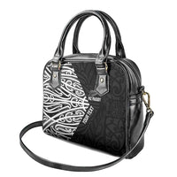 New Zealand Silver Fern Rugby Custom Shoulder Handbag Maori Koru Go Black Fern - Polynesian Pride