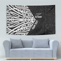 New Zealand Silver Fern Rugby Custom Tapestry Maori Koru Go Black Fern - Polynesian Pride