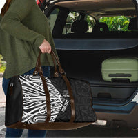 New Zealand Silver Fern Rugby Custom Travel Bag Maori Koru Go Black Fern - Polynesian Pride