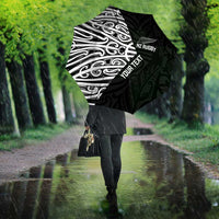 New Zealand Silver Fern Rugby Custom Umbrella Maori Koru Go Black Fern - Polynesian Pride