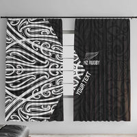 New Zealand Silver Fern Rugby Custom Window Curtain Maori Koru Go Black Fern - Polynesian Pride