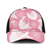 Pink Aloha Hawaii Baseball Net Cap Monstera Hibiscus Plumeria Seamless Vibes - Polynesian Pride