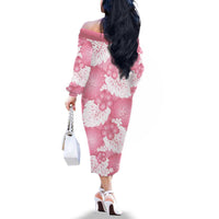 Pink Aloha Hawaii Family Matching Off The Shoulder Long Sleeve Dress and Hawaiian Shirt Monstera Hibiscus Plumeria Seamless Vibes - Polynesian Pride