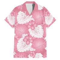 Pink Aloha Hawaii Family Matching Off Shoulder Short Dress and Hawaiian Shirt Monstera Hibiscus Plumeria Seamless Vibes - Polynesian Pride