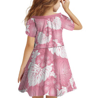 Pink Aloha Hawaii Kid Short Sleeve Dress Monstera Hibiscus Plumeria Seamless Vibes - Polynesian Pride