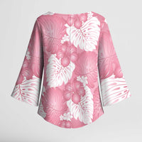 Pink Aloha Hawaii Kimono Sleeve Blouse Monstera Hibiscus Plumeria Seamless Vibes - Polynesian Pride