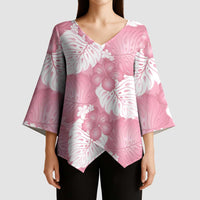 Pink Aloha Hawaii Kimono Sleeve Blouse Monstera Hibiscus Plumeria Seamless Vibes - Polynesian Pride