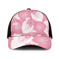 Pink Aloha Hawaii Mesh Trucker Cap Monstera Hibiscus Plumeria Seamless Vibes - Polynesian Pride