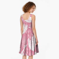 Pink Aloha Hawaii Midi Dress Monstera Hibiscus Plumeria Seamless Vibes - Polynesian Pride