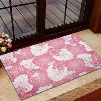 Pink Aloha Hawaii Rubber Doormat Monstera Hibiscus Plumeria Seamless Vibes LT14 - Polynesian Pride