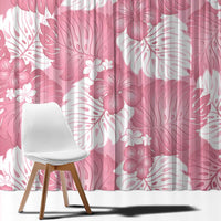Pink Aloha Hawaii Window Curtain Monstera Hibiscus Plumeria Seamless Vibes - Polynesian Pride