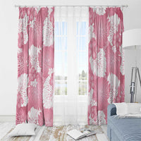 Pink Aloha Hawaii Window Curtain Monstera Hibiscus Plumeria Seamless Vibes - Polynesian Pride