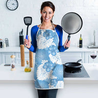 Blue Aloha Hawaii Apron Monstera Hibiscus Plumeria Seamless Vibes - Polynesian Pride