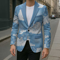 Blue Aloha Hawaii Blazer Monstera Hibiscus Plumeria Seamless Vibes - Polynesian Pride