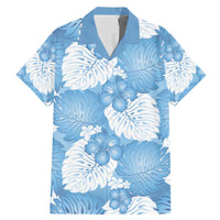 Blue Aloha Hawaii Family Matching Mermaid Dress and Hawaiian Shirt Monstera Hibiscus Plumeria Seamless Vibes LT14 Dad's Shirt - Short Sleeve Blue - Polynesian Pride
