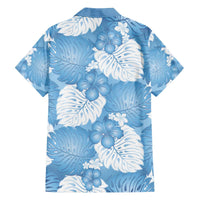 Blue Aloha Hawaii Family Matching Off The Shoulder Long Sleeve Dress and Hawaiian Shirt Monstera Hibiscus Plumeria Seamless Vibes - Polynesian Pride