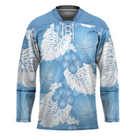 Blue Aloha Hawaii Hockey Jersey Monstera Hibiscus Plumeria Seamless Vibes - Polynesian Pride