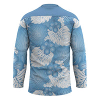 Blue Aloha Hawaii Hockey Jersey Monstera Hibiscus Plumeria Seamless Vibes LT14 - Polynesian Pride