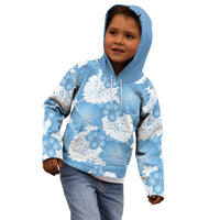 Blue Aloha Hawaii Kid Hoodie Monstera Hibiscus Plumeria Seamless Vibes - Polynesian Pride