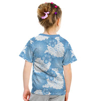 Blue Aloha Hawaii Kid T Shirt Monstera Hibiscus Plumeria Seamless Vibes - Polynesian Pride