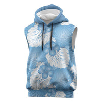 Blue Aloha Hawaii Sleeveless Hoodie Monstera Hibiscus Plumeria Seamless Vibes LT14 Blue - Polynesian Pride