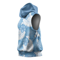 Blue Aloha Hawaii Sleeveless Hoodie Monstera Hibiscus Plumeria Seamless Vibes LT14 - Polynesian Pride
