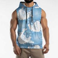 Blue Aloha Hawaii Sleeveless Hoodie Monstera Hibiscus Plumeria Seamless Vibes LT14 - Polynesian Pride