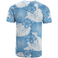 Blue Aloha Hawaii T Shirt Monstera Hibiscus Plumeria Seamless Vibes - Polynesian Pride