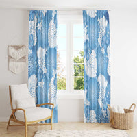 Blue Aloha Hawaii Window Curtain Monstera Hibiscus Plumeria Seamless Vibes - Polynesian Pride