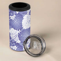 Purple Aloha Hawaii 4 in 1 Can Cooler Tumbler Monstera Hibiscus Plumeria Seamless Vibes - Polynesian Pride