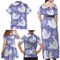 Purple Aloha Hawaii Family Matching Off Shoulder Maxi Dress and Hawaiian Shirt Monstera Hibiscus Plumeria Seamless Vibes - Polynesian Pride