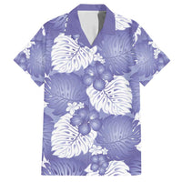 Purple Aloha Hawaii Family Matching Puletasi and Hawaiian Shirt Monstera Hibiscus Plumeria Seamless Vibes LT14 Dad's Shirt - Short Sleeve Purple - Polynesian Pride
