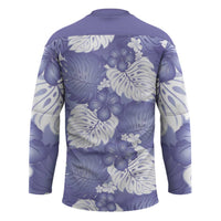 Purple Aloha Hawaii Hockey Jersey Monstera Hibiscus Plumeria Seamless Vibes - Polynesian Pride