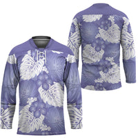 Purple Aloha Hawaii Hockey Jersey Monstera Hibiscus Plumeria Seamless Vibes - Polynesian Pride