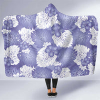 Purple Aloha Hawaii Hooded Blanket Monstera Hibiscus Plumeria Seamless Vibes LT14 One Size Purple - Polynesian Pride