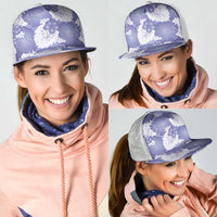 Purple Aloha Hawaii Mesh Trucker Cap Monstera Hibiscus Plumeria Seamless Vibes - Polynesian Pride