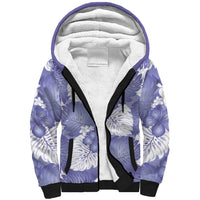 Purple Aloha Hawaii Sherpa Hoodie Monstera Hibiscus Plumeria Seamless Vibes - Polynesian Pride