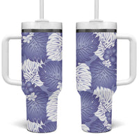 Purple Aloha Hawaii Tumbler With Handle Monstera Hibiscus Plumeria Seamless Vibes - Polynesian Pride