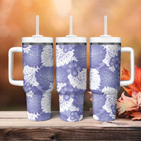Purple Aloha Hawaii Tumbler With Handle Monstera Hibiscus Plumeria Seamless Vibes - Polynesian Pride