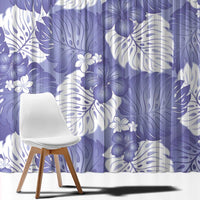 Purple Aloha Hawaii Window Curtain Monstera Hibiscus Plumeria Seamless Vibes - Polynesian Pride